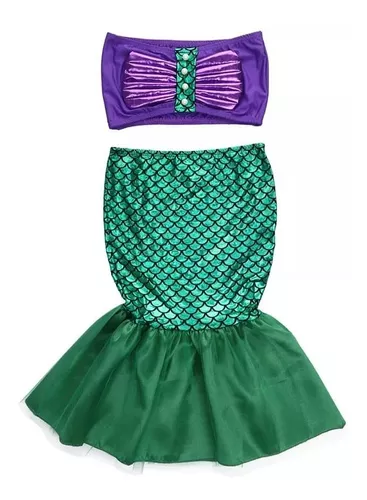 Vestido de sereia para crianças, princesa ariel, fantasia para