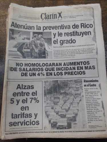 Imagen 1 de 2 de Clarin * 31 Diciembre 1987 *