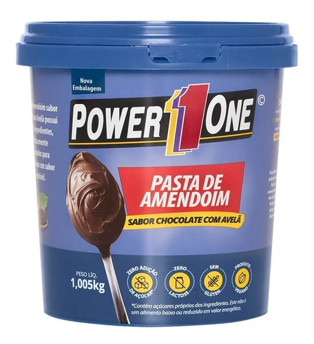 Pasta de Amendoim Chocolate com Avelã Zero Lactose Power 1 One Pote 1,005kg