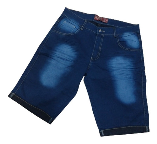 Bermuda Juvenil De Hombre De Jeans Elastizado Bolsillos