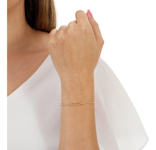 Pulseira Antialérgica Dia A Dia 3 Corações Banhado Ouro 18k