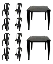 Comprar Kit Cu002F 2 Mesas De Jantar Quadrada 8 Cadeiras Plastico Bistrô