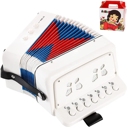 Acordeon Para Niños, 10 Teclas, Blanco, Portatil