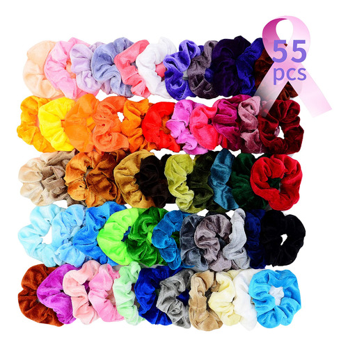55pcs Gomas Para El Pelo De Terciopelo Elásticos Bobbles Cin
