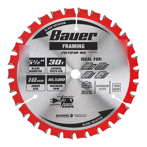 Bauer 57097 Disco Para Sierra 5 1/2 X 30 Dientes