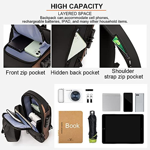Bolsa Deportiva Antirrobo For Hombre Con Carga Usb