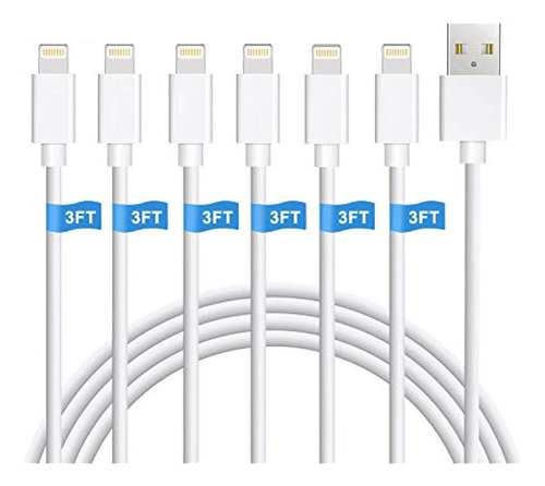 Cargador De iPhone, Paquete De 6 Cable De Relámpago De 3 Pie