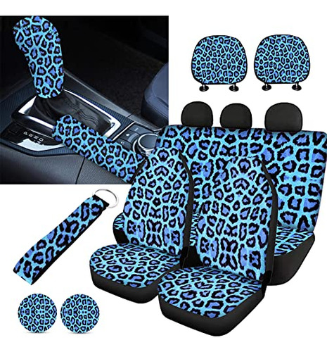 Horeset Blue Leopard Animal Print Car Seat Cover Sets Of 11