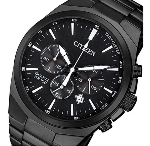 Reloj Citizen An817555e Hombre Crono Pila Fecha 100m Wr Color De La Malla Negro Color Del Bisel Negro Color Del Fondo Negro