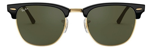 Óculos De Sol Rb3016 Clubmaster Preto E Verde Ray-ban Cor da armação Preto sobre Ouro Desenho Quadrado