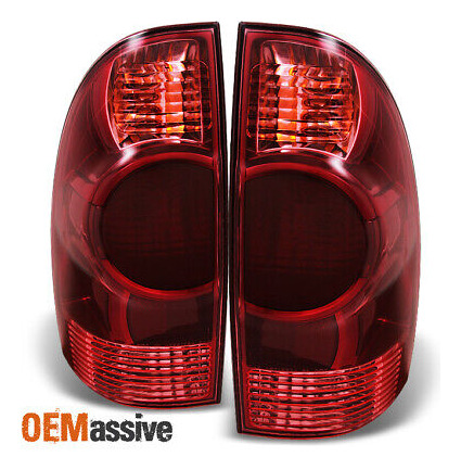 Fits 2005-2008 Toyota Tacoma Pickup Dark Red Tail Lights Oai