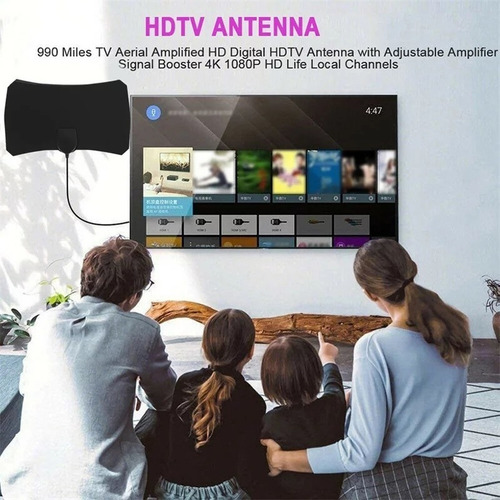 Imagen 2 de 10 de Antena Digital Tdt Full Hd Interior Con Amplificador Señal