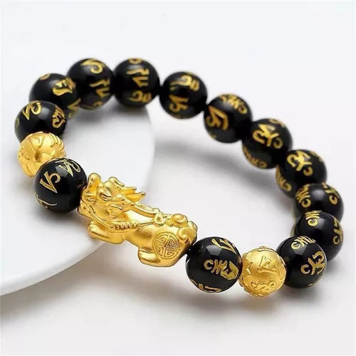 Pulseira Pixiu Amulet Para Atrair Riqueza Rosário De 12 Mm