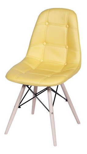 Cadeira Eames Eiffel Estofada Cozinha 44x39x83cm Amarelo