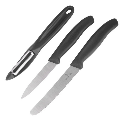 Conjunto Com 3 Peças Para Cortar E Descascar Swiss Classic Preto Victorinox