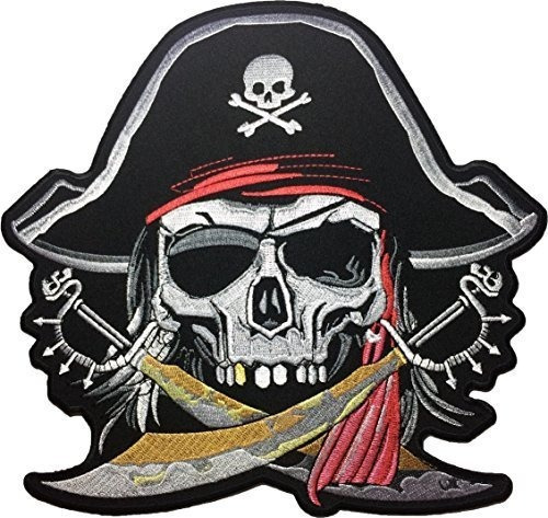 [tamaño Grande] Papapatch Calavera Pirata Capitan Ghost Cros