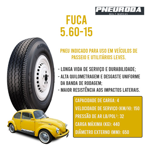 Kit 02 Pneus 5.60 X 15 - Fuca 79p 4l - Cinborg (fusca) 12x