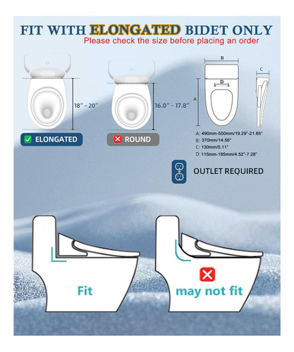 Asiento De Inodoro Electrónico De Bidet De Cioreznt Alargado