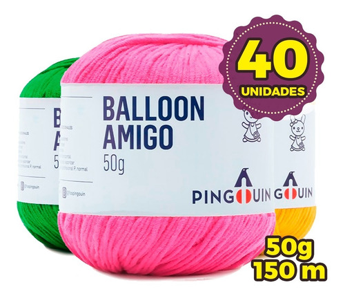Imagem 1 de 2 de Fio Balloon Amigo Pingouin 50g - Kit 40 Unid * Promoção *