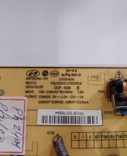 Placa Fonte Tv Philco Ph24m Shp2404a-101 (Usado)
