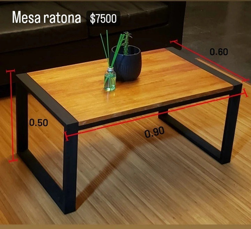 Mesa Ratona Estilo Industrial En Hierro Y Madera 