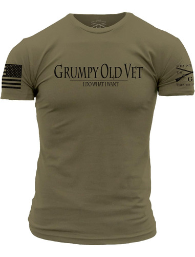 Grunt Style Grumpy Old Vet Playera Para Hombre (verde Milit