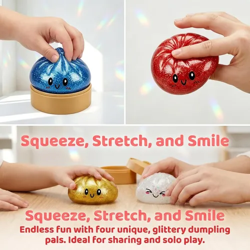Juguete Anti-estrés Dumpling Brillante Con Vaporera – Pelota Sensorial De 8.5x6 Cm Con Lentejuelas, Ideal Para Relajarse En Casa, Oficina O Viajes, Regalo Divertido Para Todas Las Edades