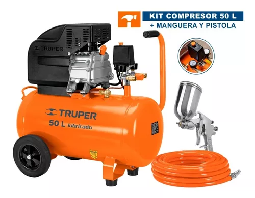 Kit Compresor de aire mini eléctrico portátil Truper COMP-KIT24S monofásico  24L 2 2/3 HP 127V 60Hz naranja + pistola de gravedad + manguera 5m