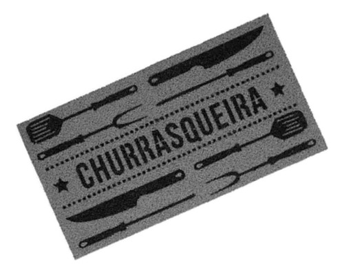 Capacho Estampado Churrasqueira 40x75cm Vinil Antideslizante Cor Cinza