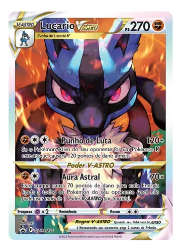 Original Carta Pokemon Lendaria ultra rara Lucario V em Promoção