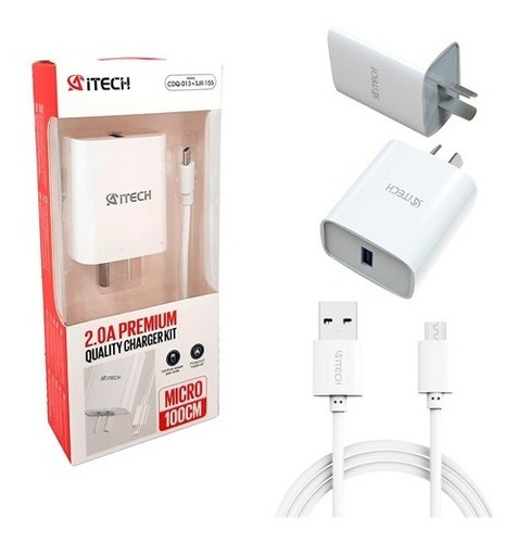 Cargador Micro Usb V8 + Cable Itech 2.0a. Premium