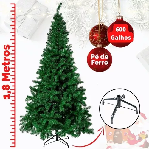 Árvore De Natal Grande Artificial 1,8 Cm De Altura Cheia