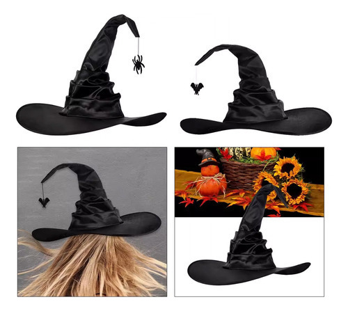 Sombreros De Bruja De Halloween Para Mujer, Gorra Grande Fru
