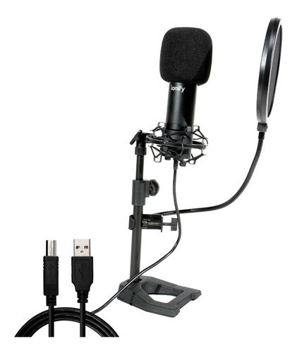 Microfono Mic Condenser Profesional Ionify Um Vocal Podcast Color Negro
