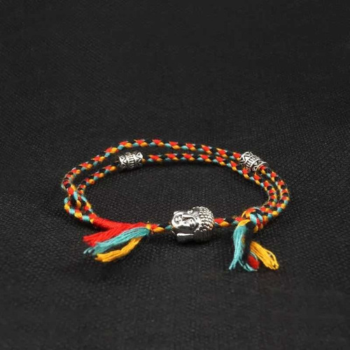 Pulsera Tibetana, Negra Color Buena Suerte, Pulsera Tejida Diámetro 18 Cm Largo 18 Cm