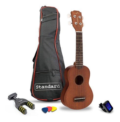 Kit Ukulele Acústico Soprano Vogga Mahogany Fosco Vuk306