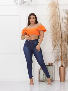 Calça Jeans Feminina Skinny Cós Alto Levanta Bumbum C/ Lycra