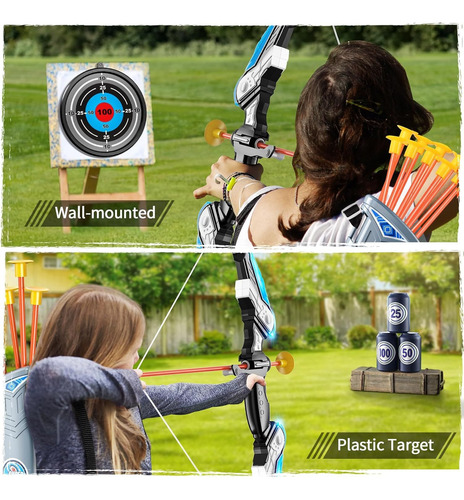 Juego Arquero Set Tiro Arco Con Aljaba 8 Flechas Diana