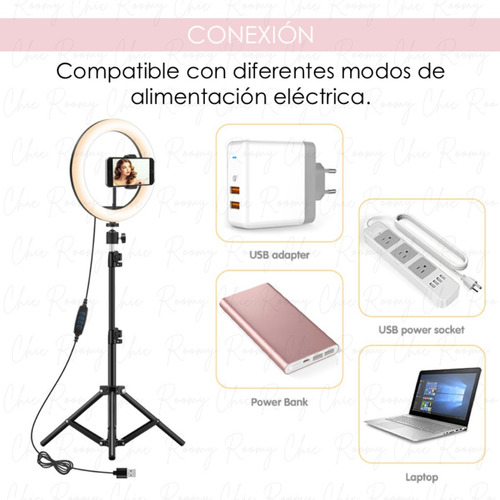 Aro Luz Led 30 Cm Soporte Tripie 2.10 Mt Lampara Maquillaje