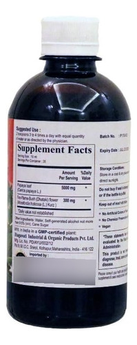 Líquido Fermentado Extracto Hoja Papaya 350 Mililitros Ayuda