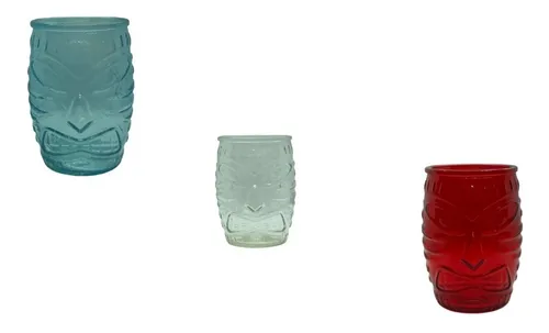 comprar Vaso De Vidrio Modelo Tiki Hawaiiano 500ml. Pack 6 Pzas.