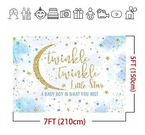 Twinkle Little Star Telon Fondo Dorado Azul Boy Baby