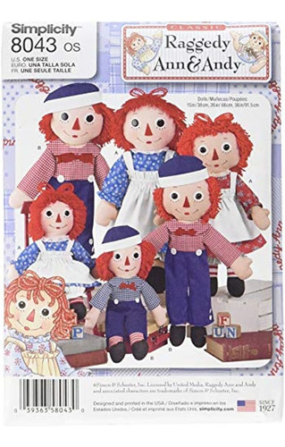 Simplicity Raggedy Ann & Andy Muñecas Tamaño: Os  patrones