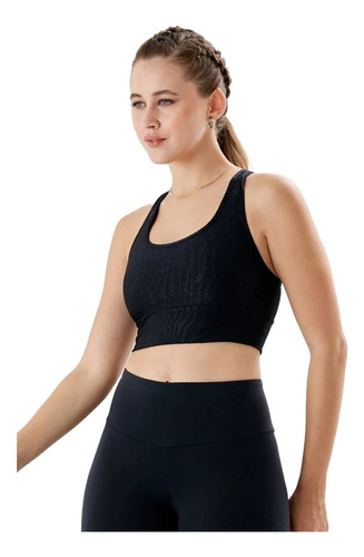 Top Deportivo Admit One Spring Negro Lycra Fitness Gym 