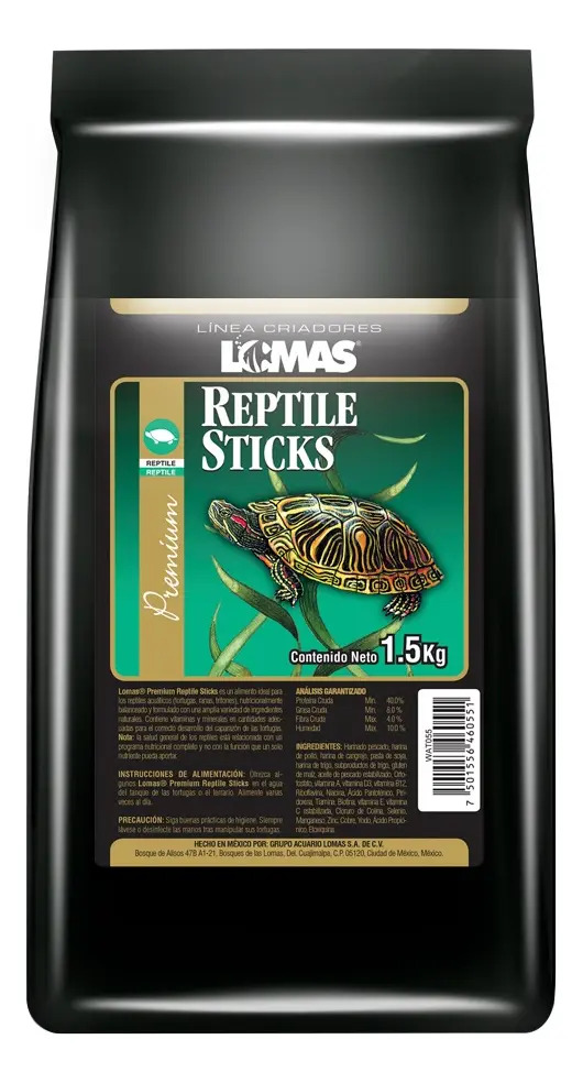 Lomas Reptile Sticks 1.5 Kg Alimento Tortuga Crecimiento Desarrollo Salud
