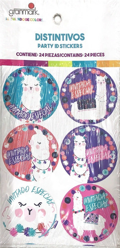 Distintivo Sticker Cumpleaños Llama Fiesta C/24pz