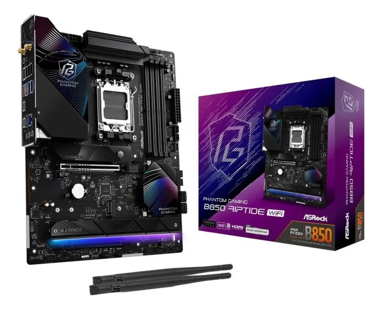 Placa Madre Asrock B850 Riptide Wifi Amd Am5 Color Negro