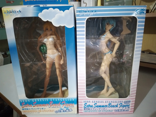 2 Figuras Evangelion Asuka Rei Extra Summer Beach Figure 