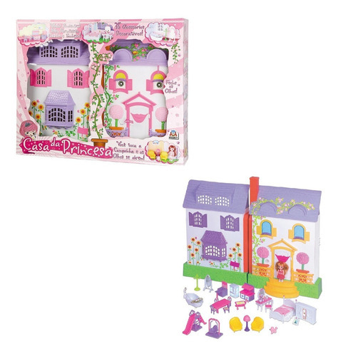 Casinha De Boneca Infantil Braskit Casa Da Princesa Com Som Cor Rosa