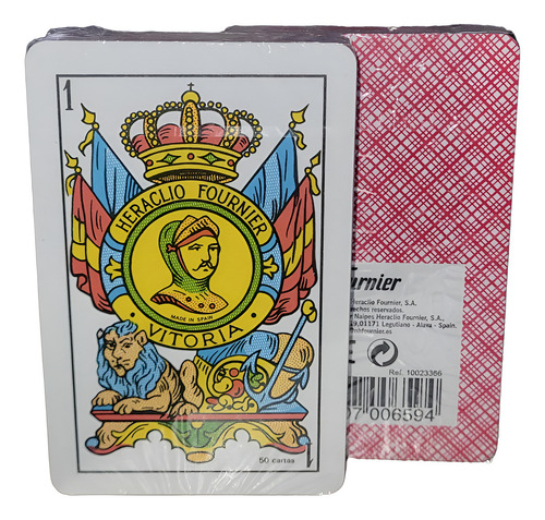 Baraja Cartas Española Nº35 En Celofán 50 Cartas Fournier Reverso Rojo